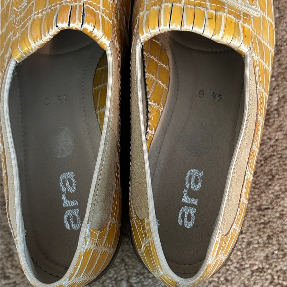 Ara Yellow and Beige Women's Loafers - Picture 8 of 10